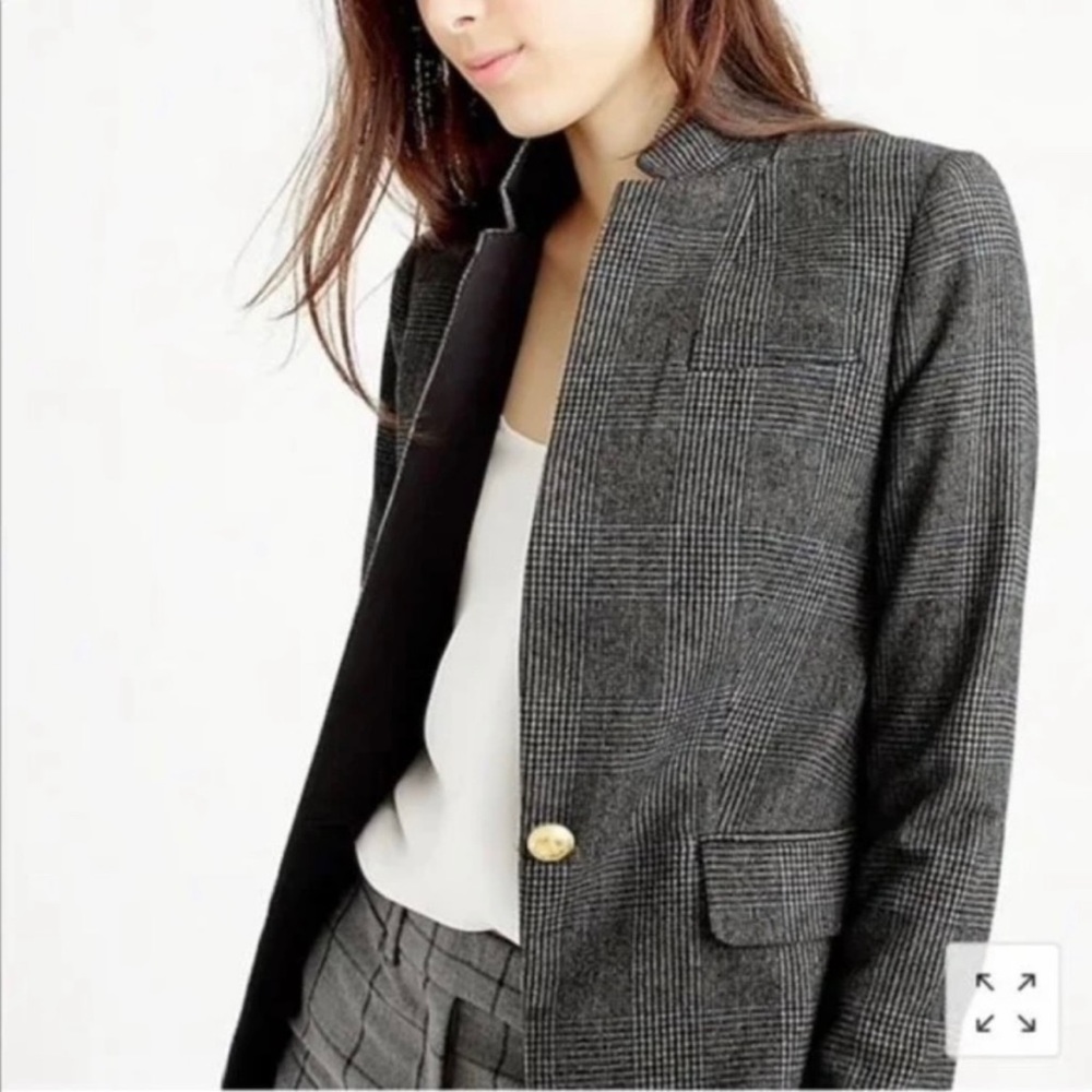 J. Crew Regent Houndstooth Blazer 2 Gray/Blue